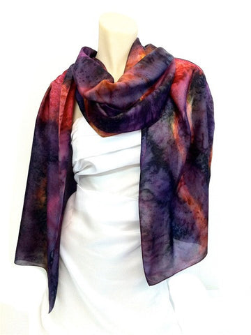 Poppy Silk Shawl Charcoal and Flame